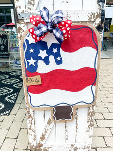 Fourth of July Burlap Door Hanger - Red, White and Navy Popsicle