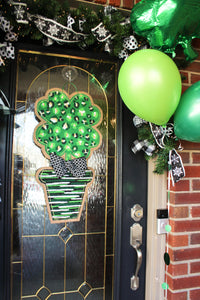 St. Patrick's Day Shamrock Leopard Topiary Door Hanger with Gold