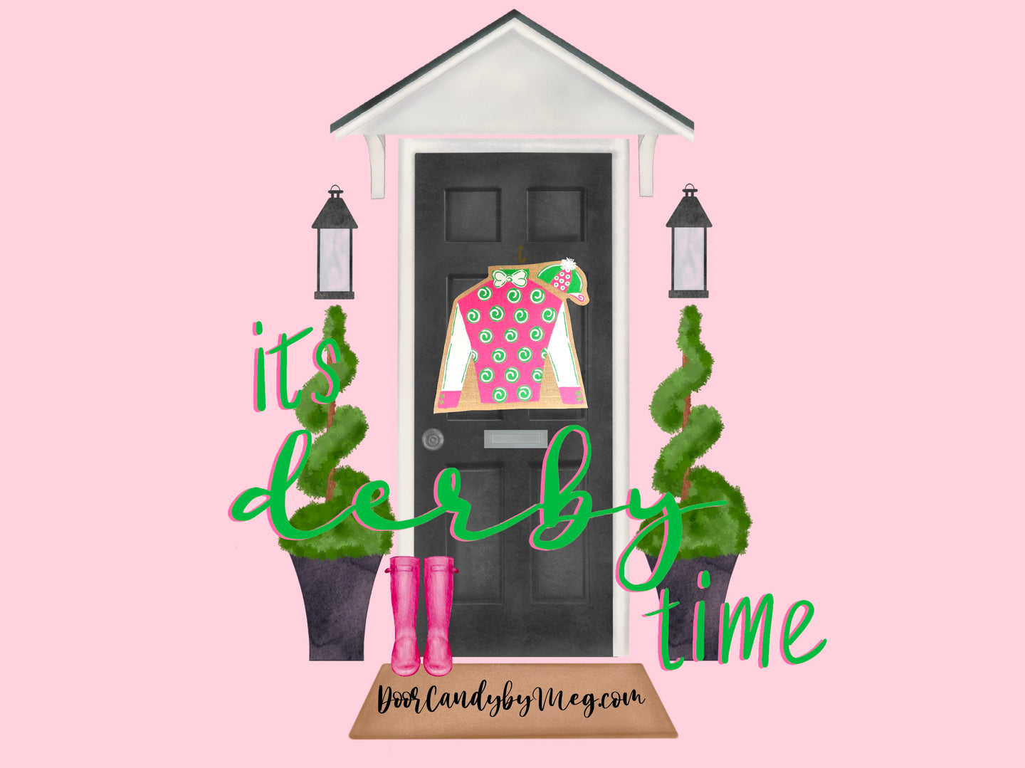 Derby Silk Door Hanger in Pink Polka Dots