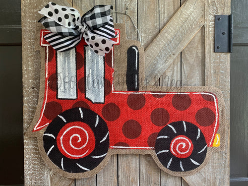 Red Tractor Door Hanger
