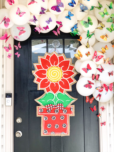 Sunflower Door Hanger - Large Red and Black