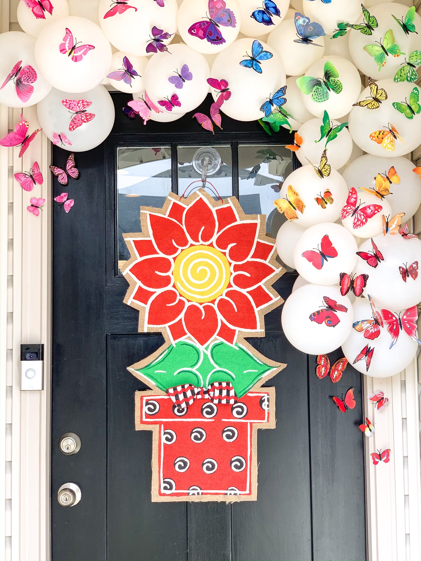 Sunflower Door Hanger - Large Red and Black