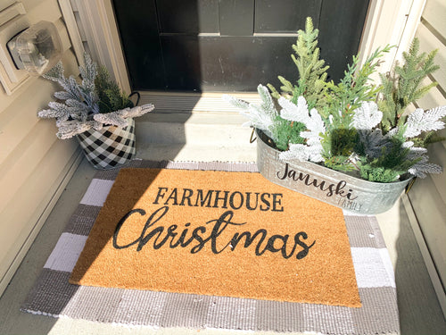 Gray & White Buffalo Check Door Mat Rug