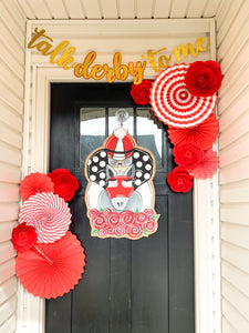 Derby Horse and Jockey Door Hanger in Red/Black