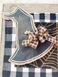 Witch Hat with Buffalo Check Halloween Door Hanger