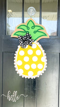 Load image into Gallery viewer, Burlap Pineapple Door Hanger (Small/Yellow/Polka Dot)