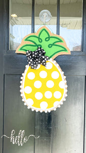 Burlap Pineapple Door Hanger (Small/Yellow/Polka Dot)