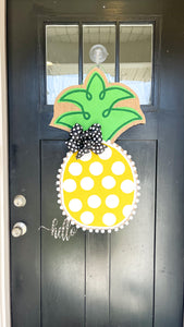 Burlap Pineapple Door Hanger (Large/Yellow/Polka Dot)