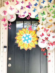 Burlap Flower Door Hanger - Yellow Spring/Summer Round Sunflower