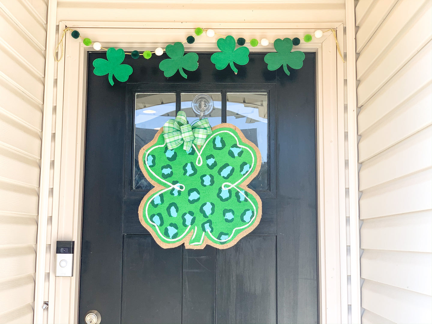 St. Patrick's Day Leopard Shamrock Door Hanger