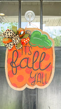 Load image into Gallery viewer, Pumpkin Door Hanger - It’s Fall Y&#39;all Polka Dots