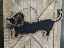 Load image into Gallery viewer, Dog Door Hanger - Whimsical Doxie in Black