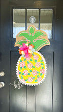 Load image into Gallery viewer, Pineapple Door Hanger - Large Watercolor Roses in Yellow
