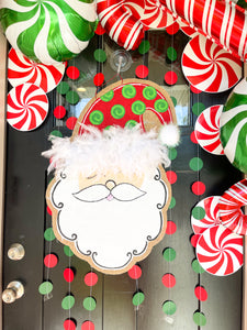Large Santa with Feathers Door Hanger