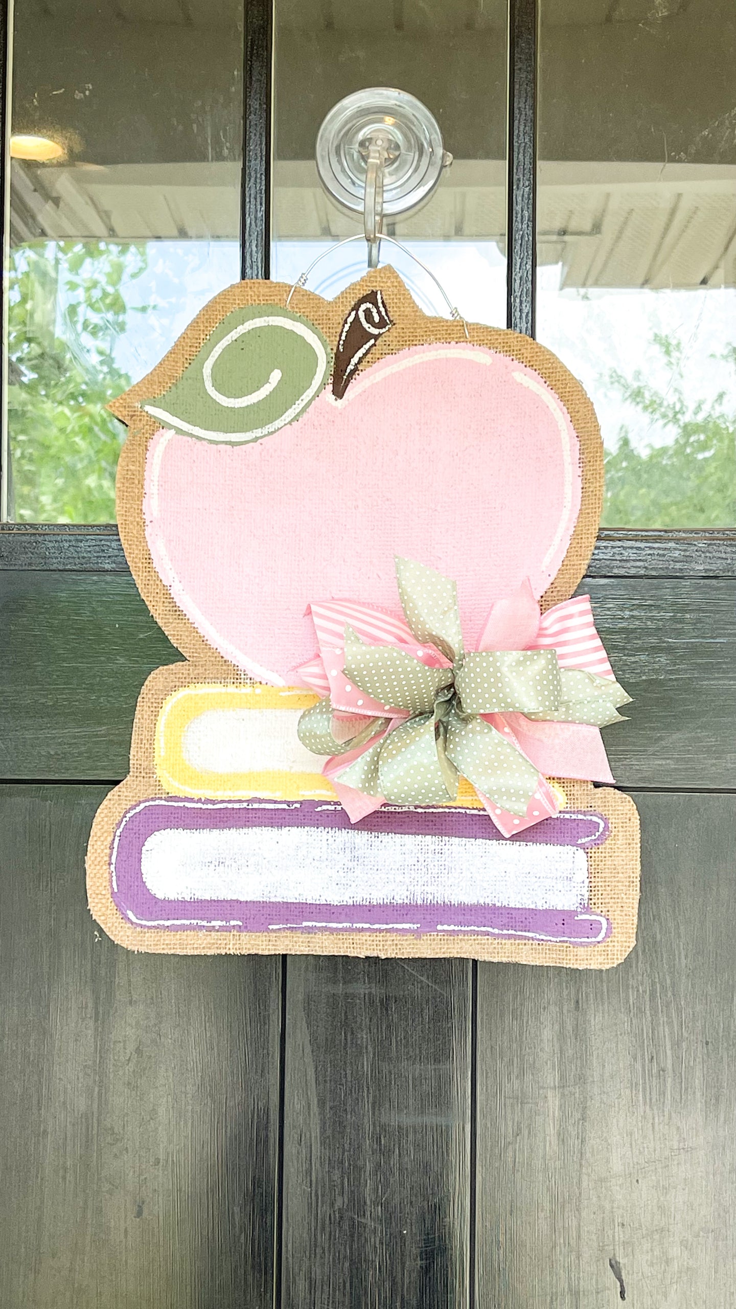 Pastel + Gold Back to School Apple Book Stack Door Hanger