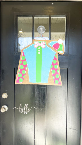 Derby Silk Door Hanger in Pink/Turquoise/Lime Green