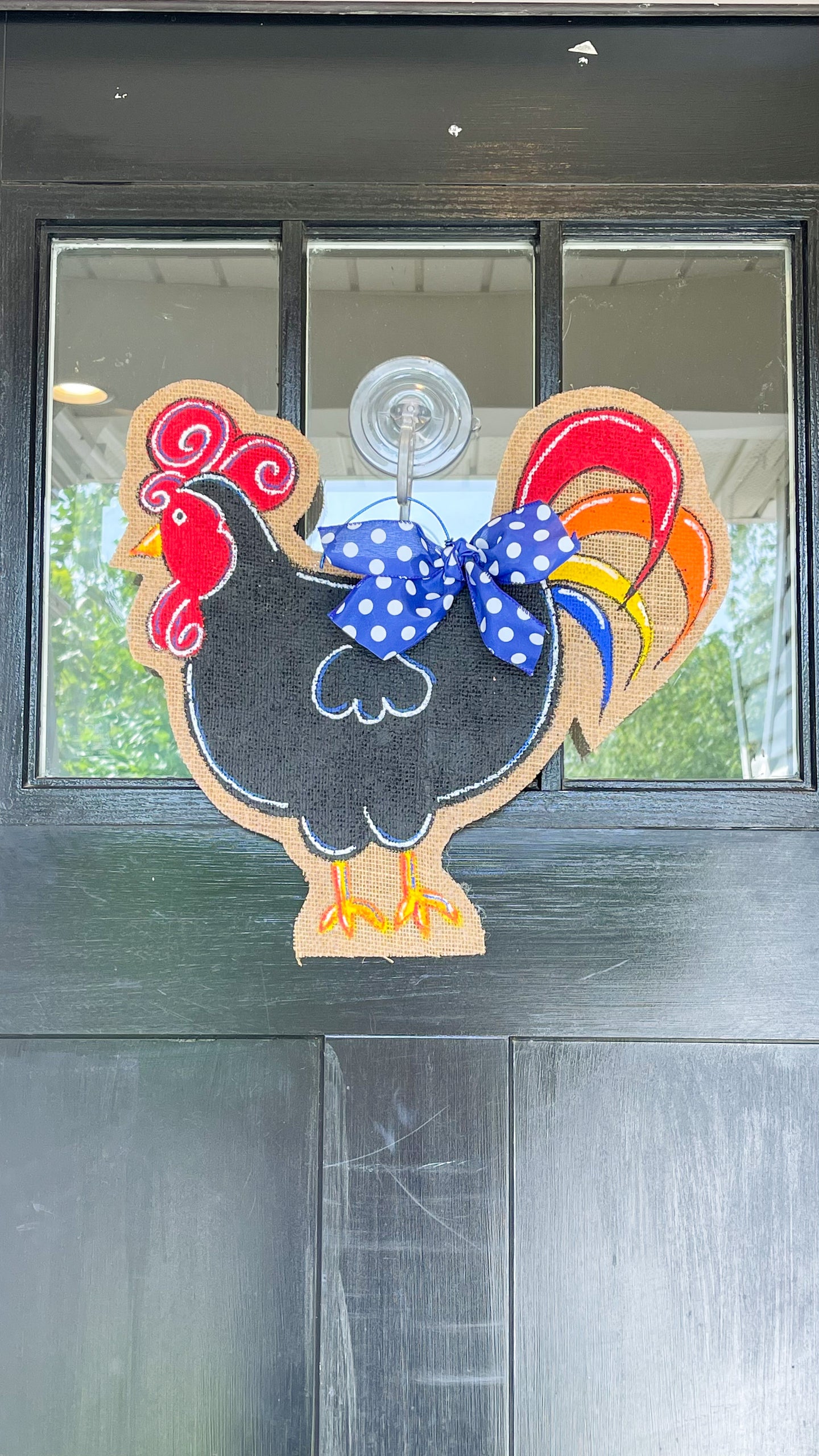 Painted Rooster Door Hanger - Small