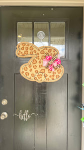 Easter Bunny Burlap Door Hanger in Leopard