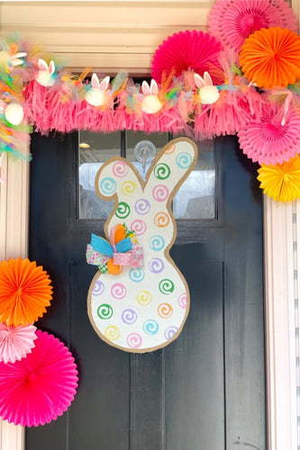 Easter Burlap Bunny Door Hanger - Medium Whimsy Bunny