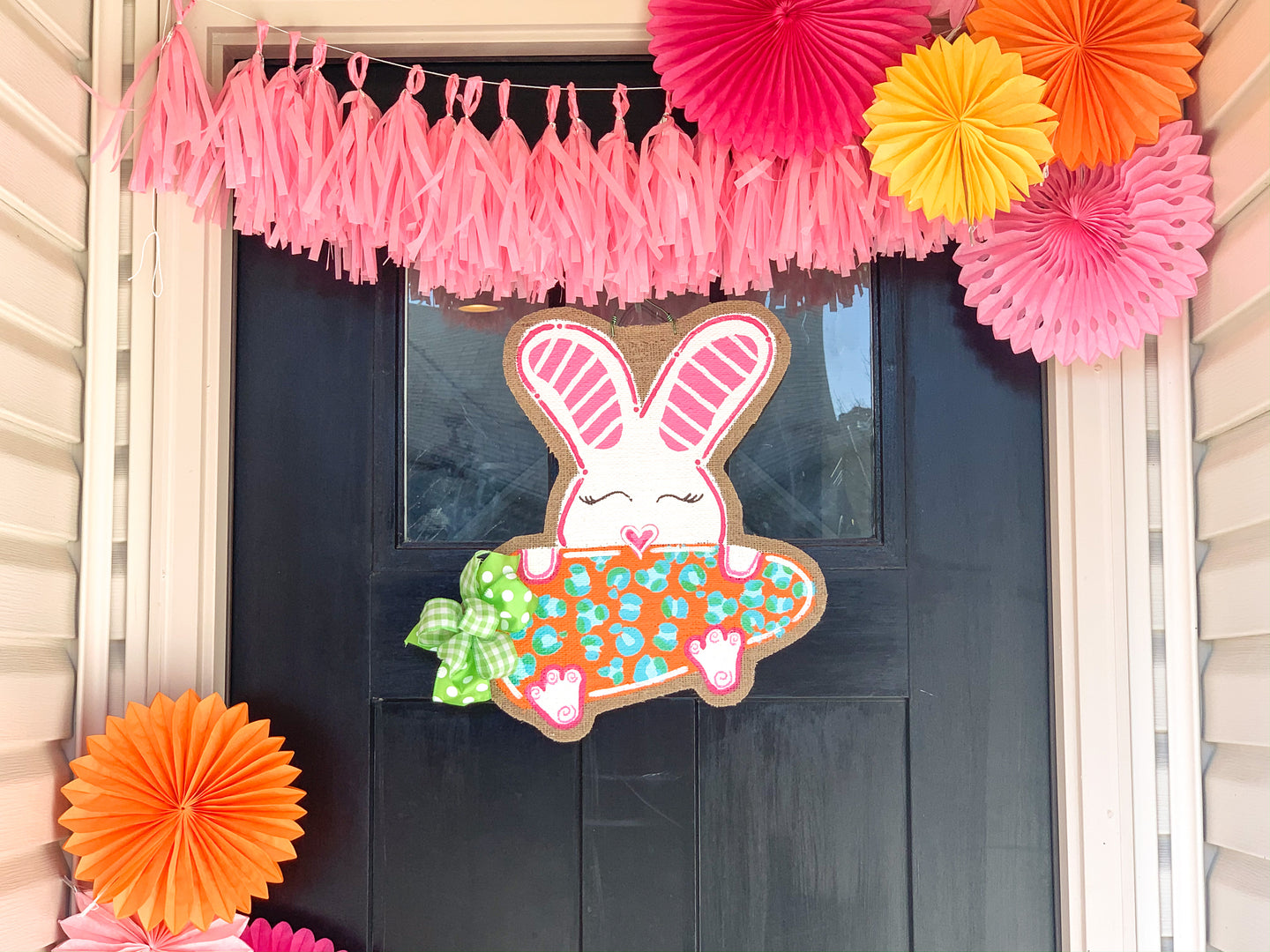 Easter Bunny Burlap Door Hanger - Bunny with Carrot Style DoorCandy