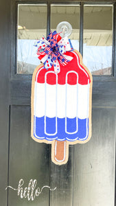 Fourth of July Burlap Door Hanger Patriotic Pop