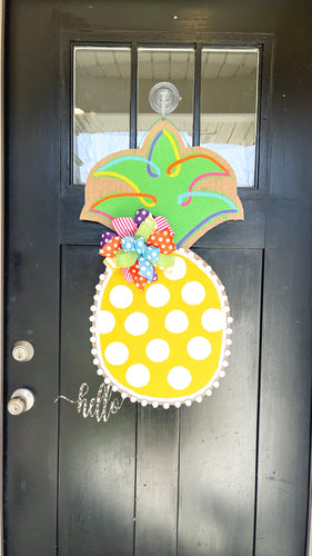 Burlap Pineapple Door Hanger (Large/Multi/Polka Dot)