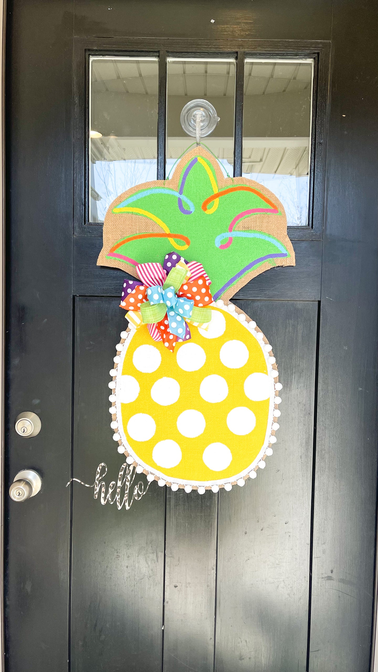 Burlap Pineapple Door Hanger (Large/Multi/Polka Dot)