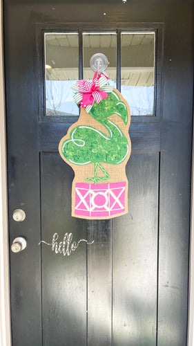 Flamingo Topiary Tree Door Hanger