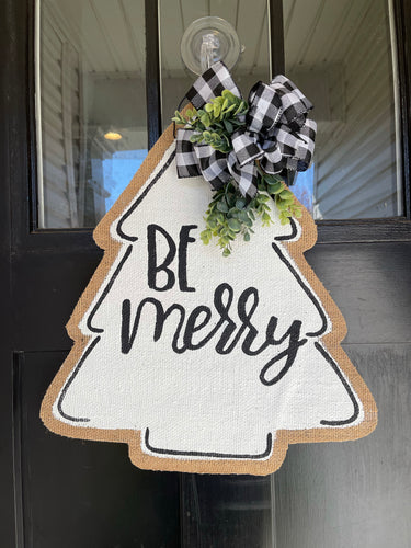 Be Merry Christmas Burlap Door Hanger