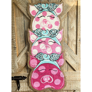 Farm Animal Door Hanger - Bandana Three Little Pigs