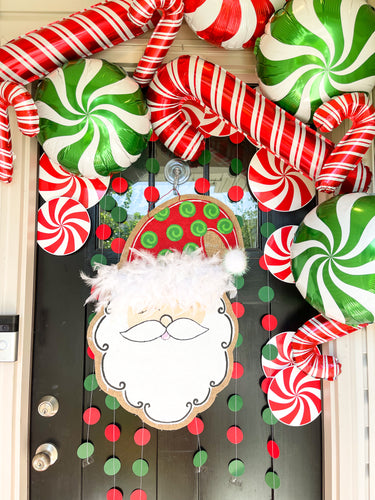 Large Santa with Feathers Door Hanger